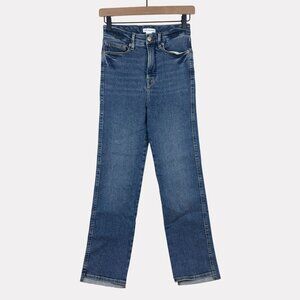 Good American Good Curve Step Hem Straight Leg Jeans Womens 2/26 Indigo Blue